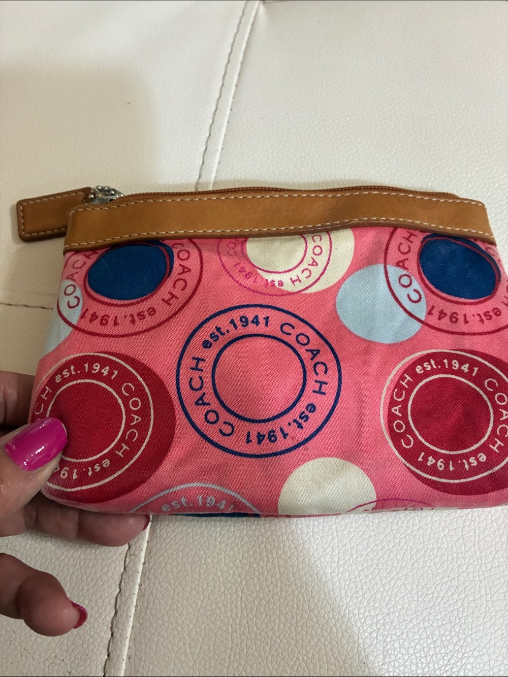Vintage Y2KCoach Pink Circle Print Wristlet - Picture 7 of 8